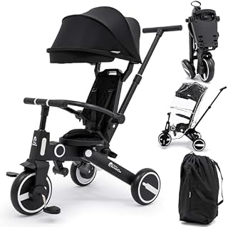 FYLO Xplor Baby Trike Foldable Tricycle Toddler Parent Handles Travel Bag Raincover - Jet Black