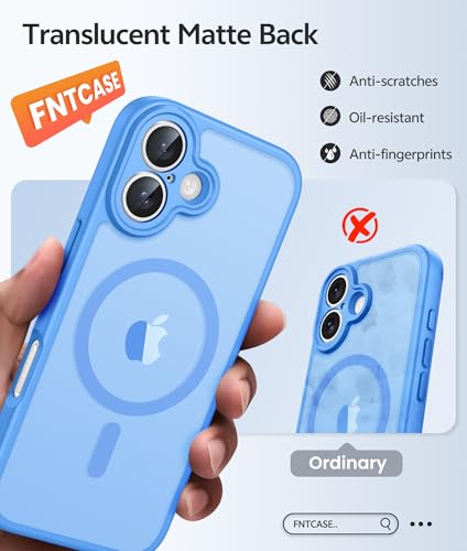 Image of FNTCASE for iPhone 17 Case: [Compatible with Magsafe] Translucent Matte Cases with [Full Camera Protection] [Screen Protector] Military Grade Shockproof Protective Phone Cover - Ice Blue