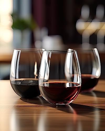 Luxu Stemless Wine Glasses(Set Of 4)-20 Oz,Crystal Wine Cups For Red Or White Wine,Large Water Juice Glasses,No Stem Glass Beverage Cups,Clear Drinking Tumblers For Any Occasion #TOP4