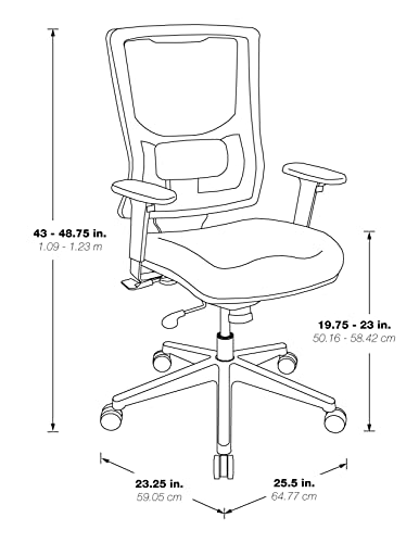 Office Star Progrid White Mesh High-Back Manager's Adjustable Office Chair With Deluxe Padded Seat And Lumbar Support, Jade Fabric #TOP2
