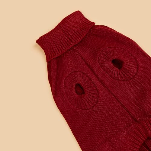 Image of Dog Sweater Soft Warm Turtleneck Knitted Clothes for Small Medium Large Pet | Comfy Wool Knit, Turtleneck & Classic Design, Easy on /off, Warm Winter Girls Boys Dogs Christmas Sweaters, Rust Red, XXS
