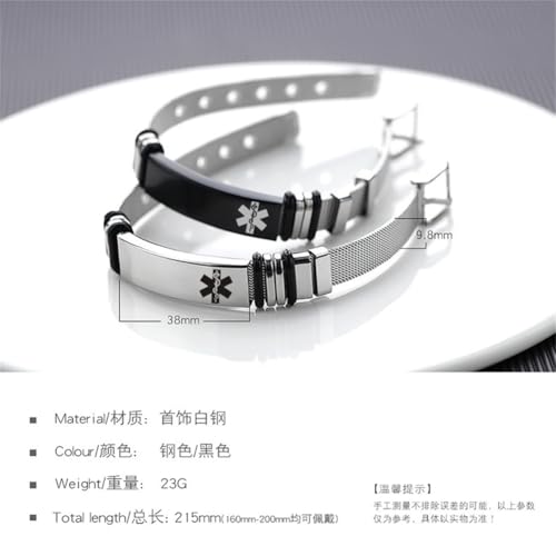 2 Packs Medical Alert ID Bracelet for Men Women,Custom Name ICE Engraved Identification Bracelets Adjust Mesh Chain Wristband Emergency Awarenes Jewelry for Diabetic Autism Allergy Epilepsy2
