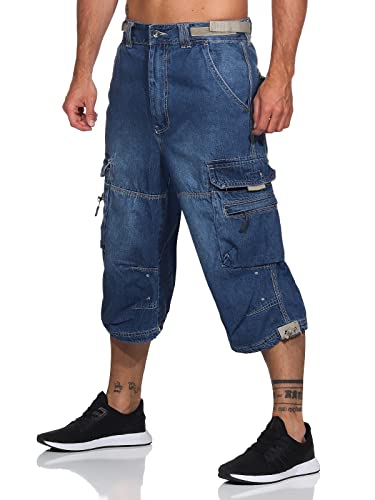 Jet Lag Herren 3/4 Cargo Shorts Safety B Kurze Hose mit Seitentaschen Light...
