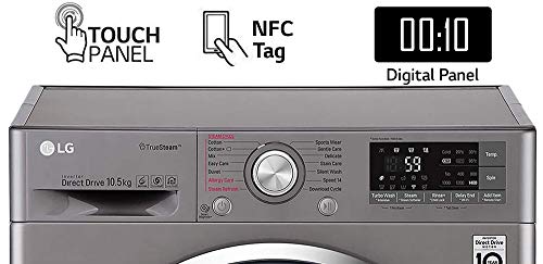 Image of LG 10.5 kg Inverter Wi-Fi Fully-Automatic Front Loading Washing Machine (F4J8JSP2S, Stone Silver, Inbuilt Heater)
