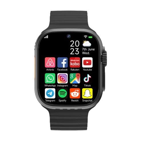 Image of SE HUB Advanced Smart Watch with SIM Support | AMOLED Screen Bluetooth Calling Health Tracking SpO2 Heart Rate Video Call Large Storage Long Battery Backup 49 mm Smartwatch for Men Women Black