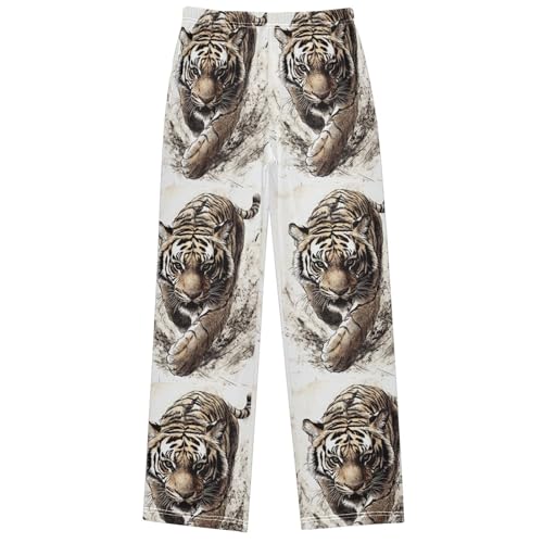 Boy's Pants Tiger Print Jogger Pants Elastic Waist Long Bottoms Trousers with Pockets 6-14 Years