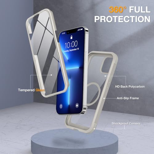 Image of Miracase for iPhone 13 Pro Case 6.1 inch,Full-Body Protection,Clear Bumper Case with Built-in 9H Tempered Glass Screen Protector,Military-Grade Drop Protection Outdoor Phone Case for 13 Pro,Titanium