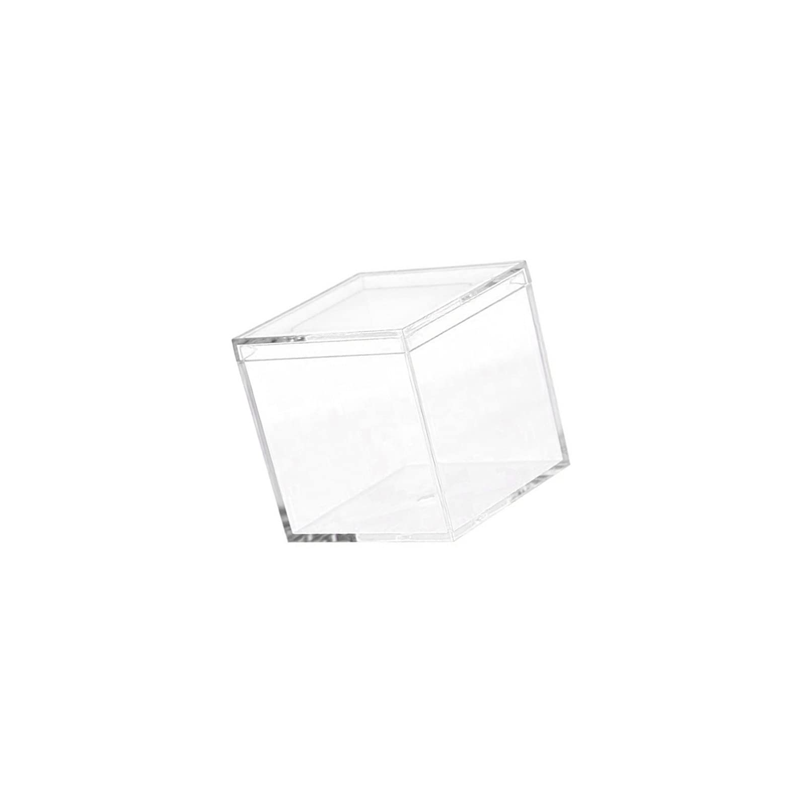 Clear Acrylic Plastic Square Cube 4pcs Small Acrylic Box with Lid, Plastic Storage Boxes Organizer Containers for Candy Pill and Tiny Jewelry Valentine's Day/Mother's Day/Christmas/Birthday Gifts - A