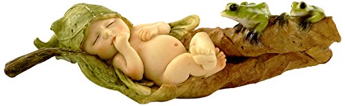 Top Collection Estátua de terrário e jardim de fadas em miniatura, bebê de fada dormindo com sapos