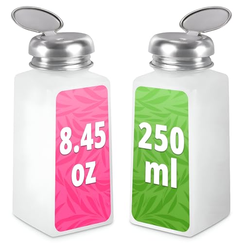 2 Pcs Acetone Pump Dispenser 250ml, Plastic Bottles for Any Liquid