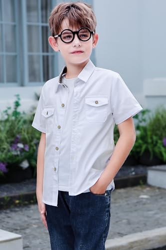 Image of SANGTREE Summer Button Down Shirts Cottn Tops for Men Women Boy Girl