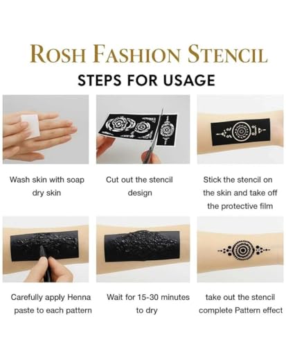 Image of Rosh Fashion Unique Mehendi Stencil Full Hand | Premium Bridal Henna Tattoo Sheet | Festival