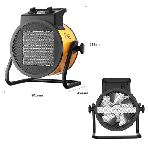 SIAL Calefactor Cerámica 3000 W - Radiador Electrico - Bajo Consumo - Calefacción Industrial - Calor Rápido 3 Segundos - Apto Para Oficinas, Baños, Talleres(Amarillo) - imagen 2