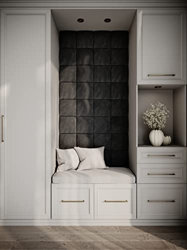 (4 Pack) Velvet Headboard Upholstered Soft Decorative Wall Panels | Padded Boards | Cladded Decor Anti-Collision | Acoustic and Soundproof Treatment | (Black (2219), 10"x10" (25x25cm)) - Image 6
