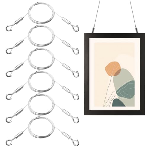 6 Piezas Cable de Colgar de Acero Inoxidabl – cables para colgar cuadros – Ajustable Cuerda – Cable de Acero Inoxidable para Colgar Cuadros Ropa Luces – Soporta Hasta 30 Kg (1.5mm x 2m)