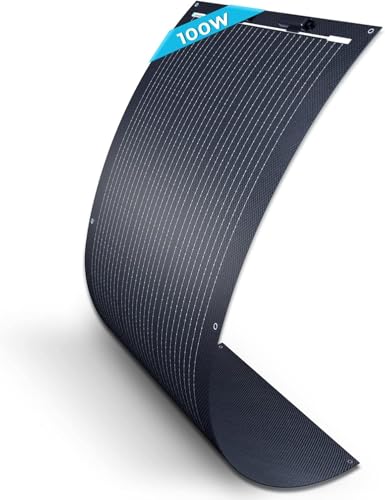 Renogy Panneau solaire flexible de 100 W, panneaux solaires semi-flexibles 12 V mono flexibles pour marine, camping-car, cabine, camionnette, voiture et surfaces...