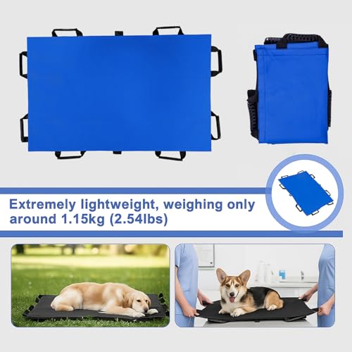 Image of Pet Stretcher for Dogs - Emergency Animal Carrier, 300lb Weight Limit, 44 inchx28 inch Size, with 8 Safety Straps for Easy Transport(Blue)