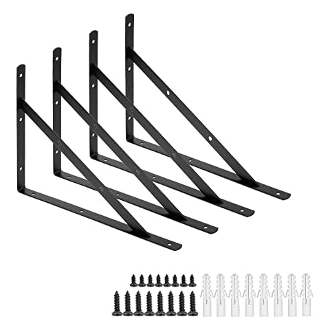 ICOOL 4 Pack Heavy Duty Shelf Bracket, 20 Inch x 13 Inch DIY Wall Floating Shelf Brackets for Home Warehouse Garage Farm, Triangle Metal Shelf Supports with Screws Cover