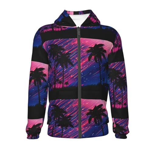 Palm Tree Shooting Star Kids Pullover Hoodies Boys Zip Up Sweatshirts Girls Athletic Clothes with Pocket2