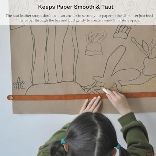 Distributeur mural de rouleau de papier kraft, support en bois robuste pour prise de notes et organisation faciles