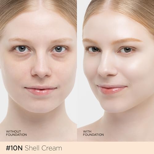 Image of JUNG SAEM MOOL Essential Skin Nuder Cushion | Natural Finish, Buildable Coverage Cushion Foundation by Korean Makeup Artist (Refill Not Included, 0.49 Fl Oz), 10N Shell Cream