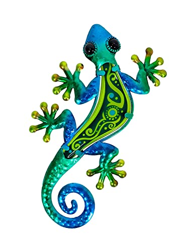 Salamandre et Gecko Mural Vert, Métal et Verre, Modèle JUNGLE GREEN, H 21 cm