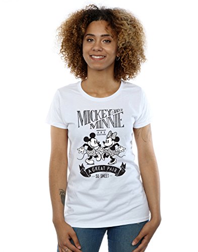 Image of Disney Women's Mickey and Minnie Mouse Great Pair T-Shirt White Medium