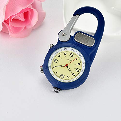 Image of JewelryWe Men Women Clip-on Quartz Watch Backpack Fob Belt Watch Luminous Mini Microlight Pocket Watch for Rock Climbing Doctors Nurses Outdoor Activities for Mother's Day