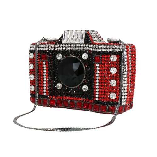 Image of UMREN Novelty Crystal Camera Shaped Clutch Purse for Women Sparkly Rhinestones Evening Clutch Bag Glitter Bridal Prom Handbag