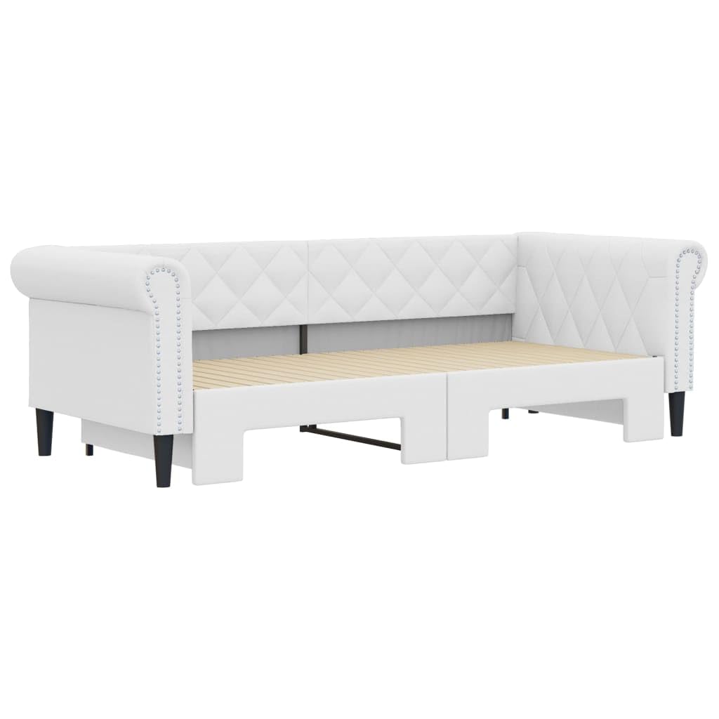 vidaXL Sofa rozsuwana, biała, 90x200 cm, sztuczna skóra