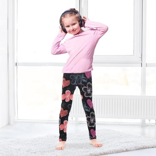 Flowers Shape Hearts Girls Leggings Athletic Pants Tights Stretch Bottom4
