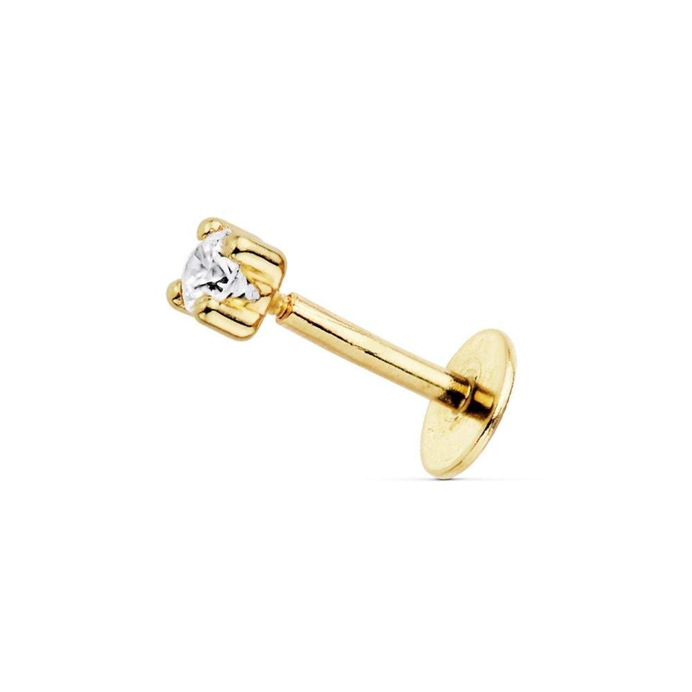 Inmaculada Romero IRPiercing labio oro 18k liso circonita 2.5mm. garras enroscado