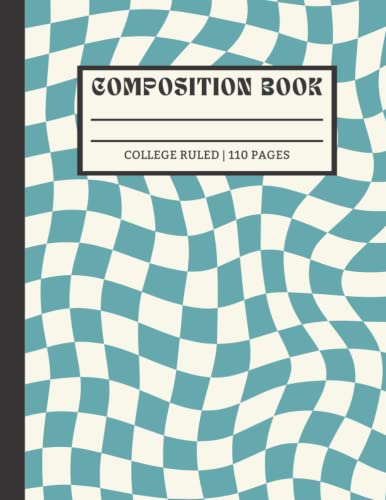 Composition Notebook College Ruled: Groovy Swirled Checkered Checkerboard Aesthetic Notebook | Seafoam Blue Green Lined College Ruled 1 Subject for School, College, Classes, Work, Office, Life