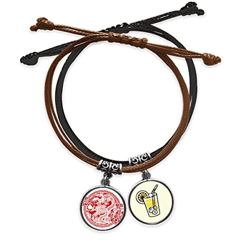 Bracelet dragon chinois en cuir et corde rouge, le cadeau symbolique idéal