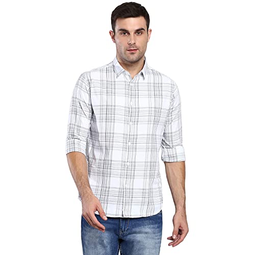 Image of Dennis Lingo Men's Checkered Slim Fit Cotton Casual Shirt with Spread Collar & Full Sleeves