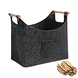 Matériaux de qualité supérieure : ce grand panier à bûches pliable de qualité supérieure est fabriqué avec des coutures doubles fiables et du feutre renforcé de qualité supérieure. Le tissu en feutre épais est extrêmement robuste, de sorte que les côtés du sac tiennent parfaitement sans tomber. Le matériau doux et durable protège également les sols des rayures.