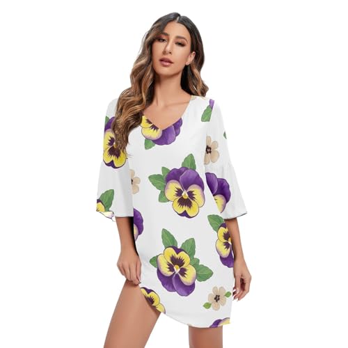 Robe d'été fleurs blanches col V légère pour rester au frais tout l'été