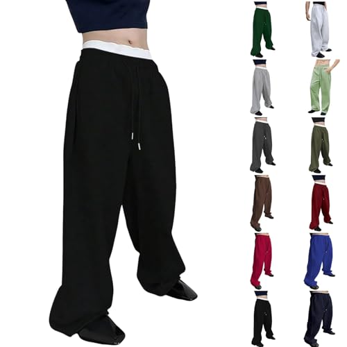 Mens Baggy Sweatpants Men,Wide Leg Cargo Sweatpants for Men,Mens Sweats Wide Leg Cargo Uncuffed Pants Oversized Uncuffed Black Grey Gray Cotton Open Bottom Joggers with Pockets Trousers 2025 Black M