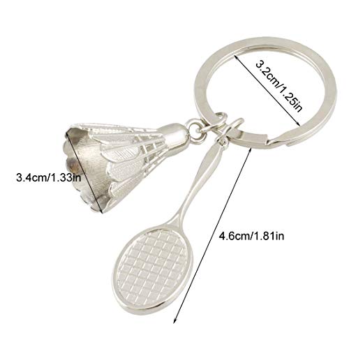 EQLEF Brelok do badmintona, kreatywny metalowy 3D badminton brelok sportowy brelok kulkowy 2 szt.