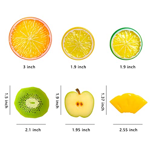 Bbiamsleep 30 Pcs Artificial Plastic Fruit Slices Simulation Pineapple Slice Lemon Slice Apple Slice Orange Slice Kiwi Slice Fake Fruit Ornament For Home Kitchen Decoration Photography Props #TOP2
