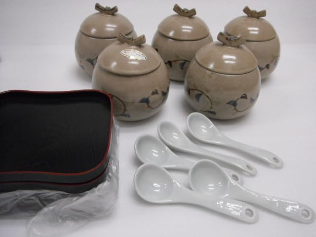 Amazon.co.jp: 品 電子レンジ 茶碗蒸し器 5客セット 陶器 バラエティ 