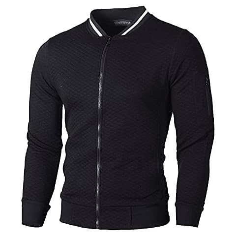 Sprifloral Mens Full-Zip Fleece Sweatshirt Lightweight Active Jacket Casual Long Sleeve Coat Black M Cover