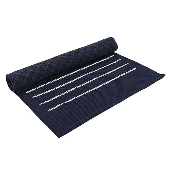 Image of Pure cotton anti-skid, machine wash yoga mat. 73inches x 24inches, 5mm thickness (5mm (Dark Blue))