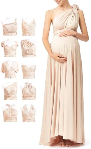 72styles Umstandskleid Infinity Kleid Maxi Multi-Way für Babyparty & Feiern | Dehnbares Wickel- und Schwangerschaftskleid: bequem, figurumschmeichelnd. Ideal für Schwangerschaft, W