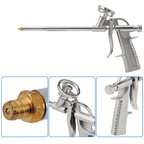 Regun Schaumpistole, Bauschaumpistole, PU Expanding Foam Gun Dosierpistole aus Metall für Heimwerker und Profi zum Verfüllen Abdichten