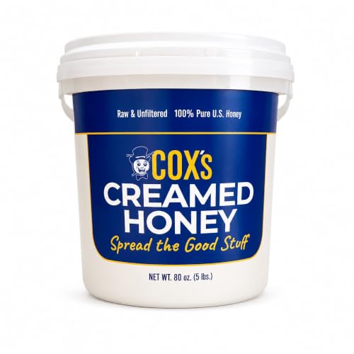 Cox's Bulk Creamed Whipped Honey 100% Pure Raw Clover Honey, USA, 80 oz