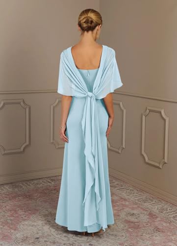 HEWEIGUI Mermaid Mother of The Bride Dresses with Cape Chiffon Formal Dress for Women Wedding Guest WHC0924