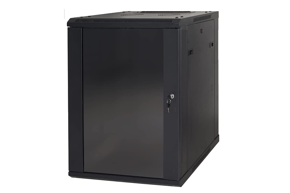 Armoire Rack 19" 12 unités murales (a) 635 x (L) 600 x (p) 450 Noir démonté Porte Verre