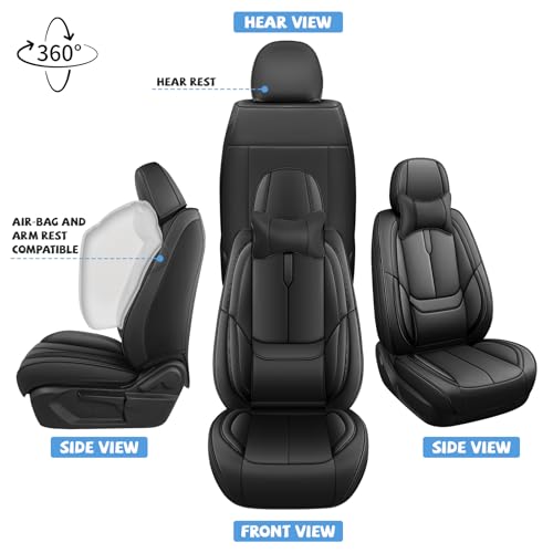 Image of Seat Covers for Chevy Silverado 1500 2007-2026 (Classic Black Luxury 2 Set)