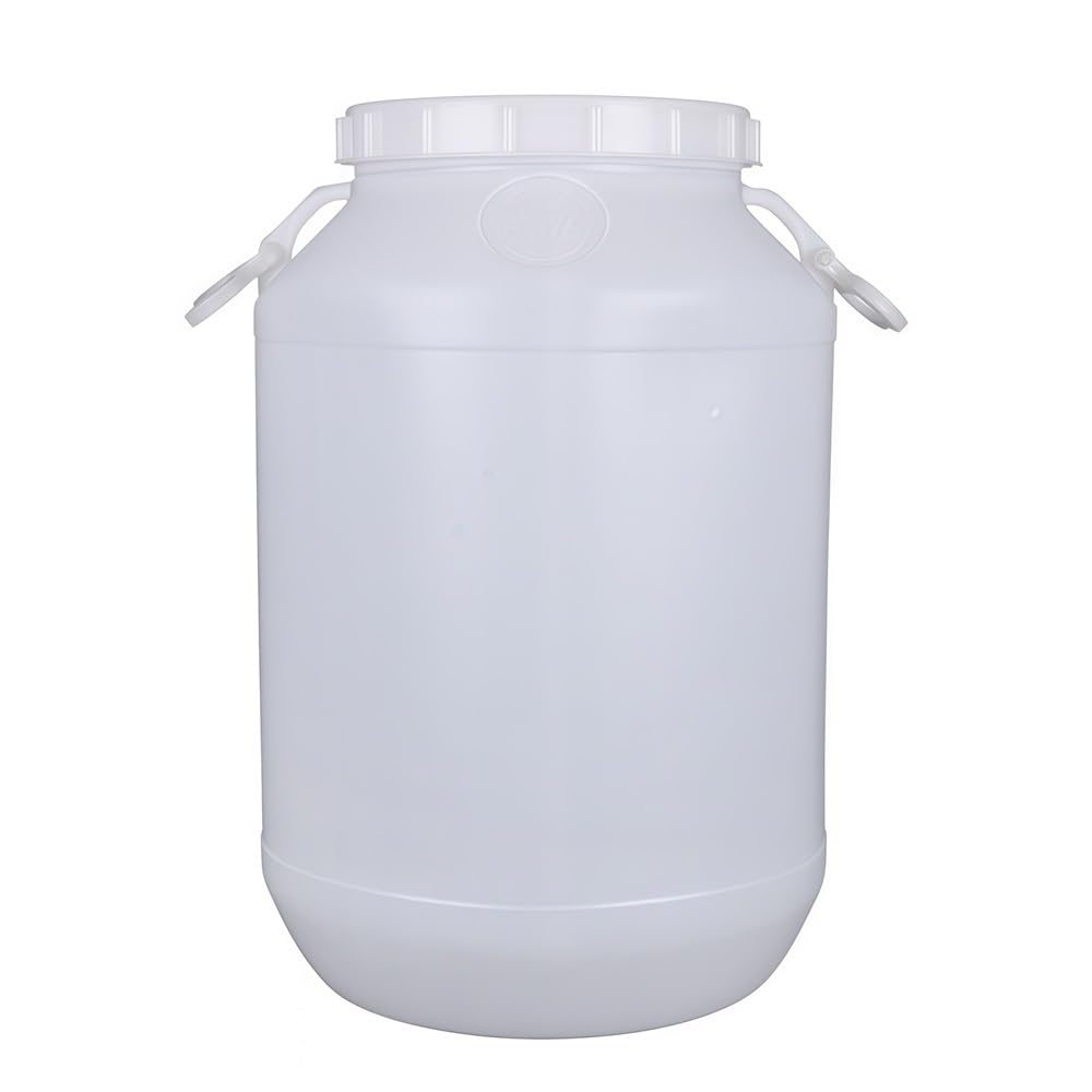 Grande barile di plastica Bianca, Fusto in plastica HDPE con Coperchio a Doppio Strato, Contenitore per Acqua impilabile da 10-50 Litri per Fattoria Domestica (15 Litri)